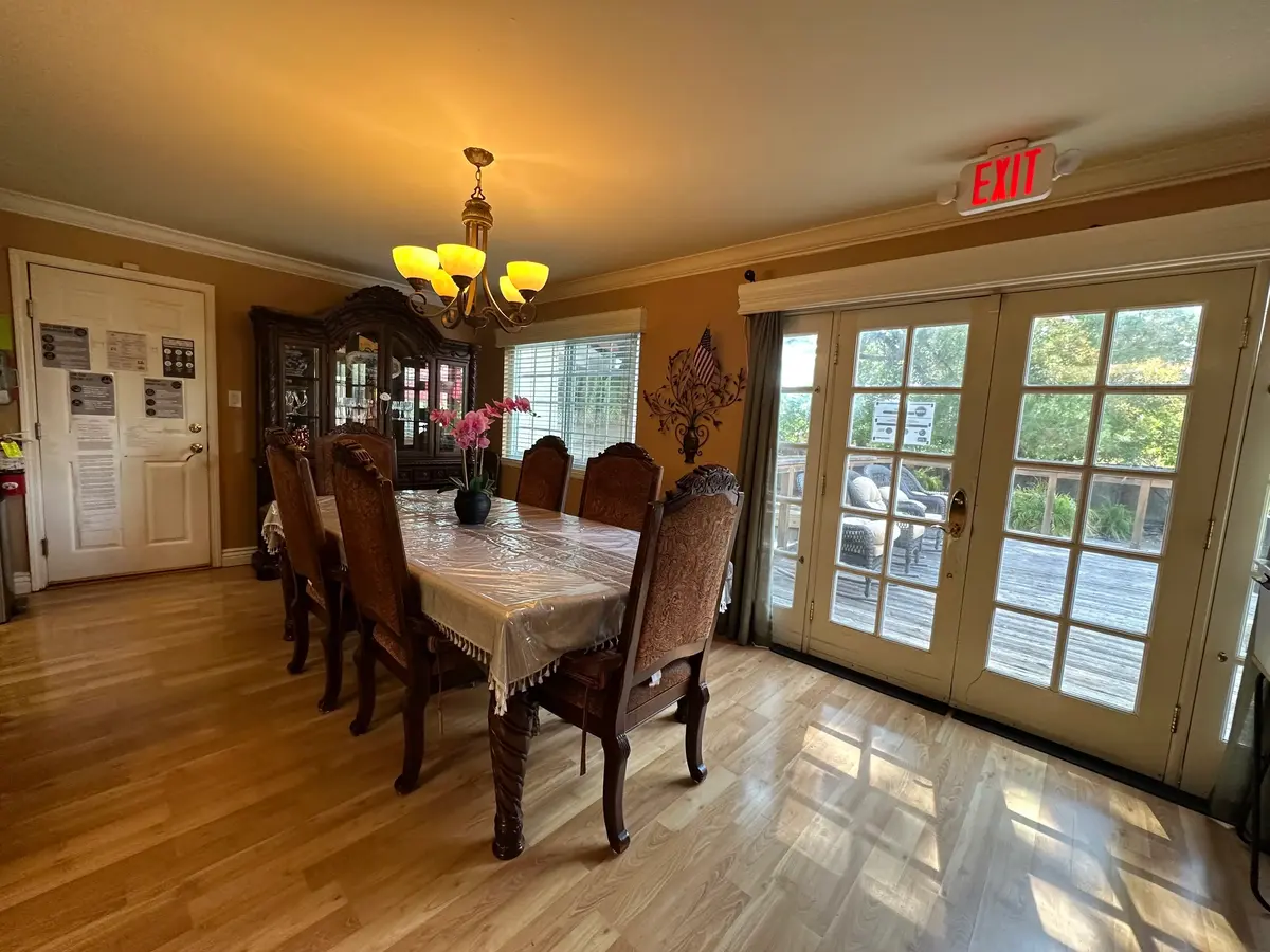 Cozy bedroom with wooden headboard